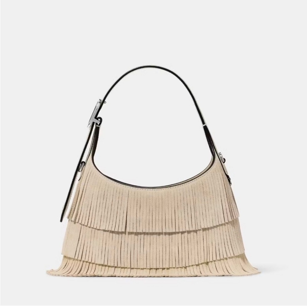 Kate Spade 454 Suede Fringe Mini Crossbody Light Sand